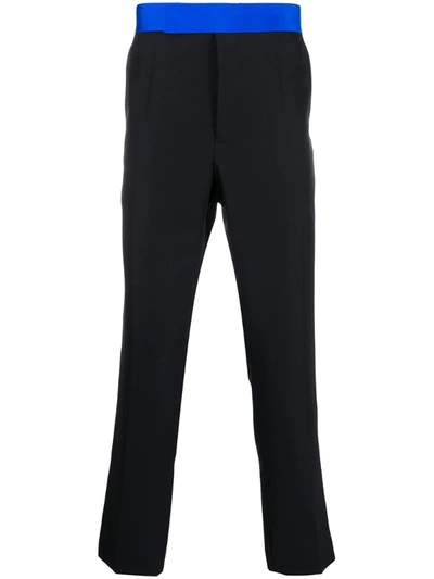 Haider Ackermann Contrast Waistband Cropped Trousers In Black