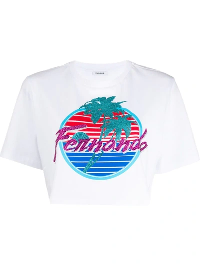 P.a.r.o.s.h Graphic Print Cropped Cotton T-shirt In White