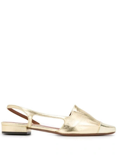 L'autre Chose Metallic Slingback Loafers In Gold