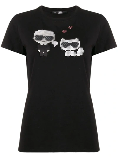Karl Lagerfeld Karl Pixel Choupette T-shirt In Black