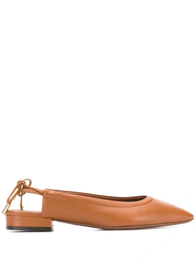 L'autre Chose Backless Flat Ballerina Shoes In Brown