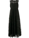 Red Valentino Floral Organza Sleeveless Dress In Black