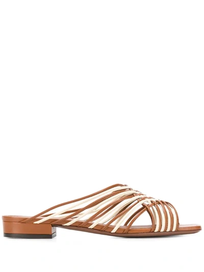 L'autre Chose Woven Strappy Sliders In Brown