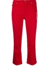 Love Moschino Cropped Skinny Fit Jeans In Red