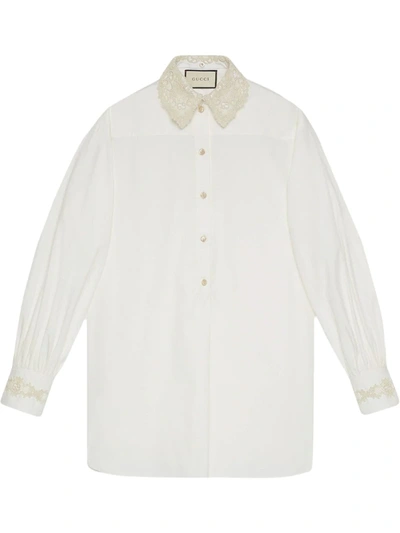 Gucci Detachable Collar Oversized Shirt In White