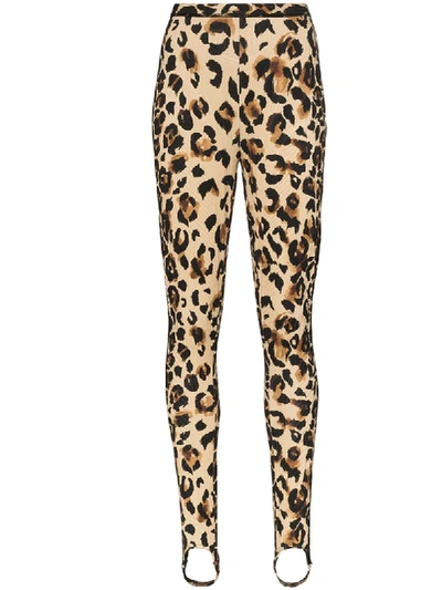 Mugler Leopard Print Stirrup Leggings In Brown