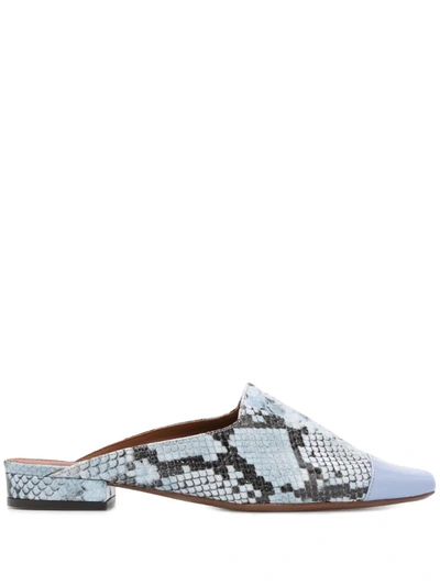 L'autre Chose Snakeskin-print Mules In Blue