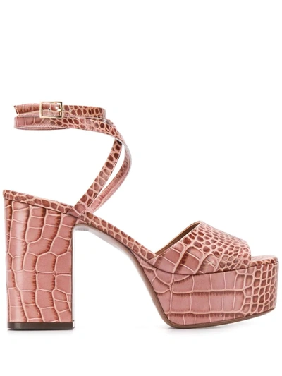 L'autre Chose Croc-effect 100mm Platform Sandals In Pink