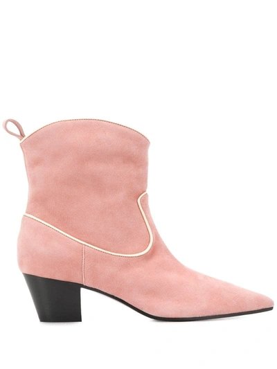 L'autre Chose Piped Trim 55mm Ankle Boots In Pink