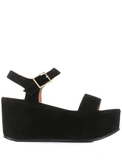 L'autre Chose Suede Platform Sandals In Black