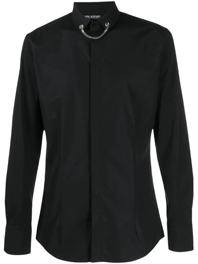 Neil Barrett Tuxedo Shirt With Necklace In Black