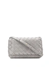 Bottega Veneta Intrecciato Mini Crossbody Bag In Grey