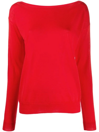 P.a.r.o.s.h Knitted Boat-neck Jumper In Red