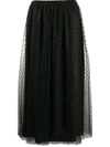Red Valentino Point D'esprit Pleated Skirt In No Black