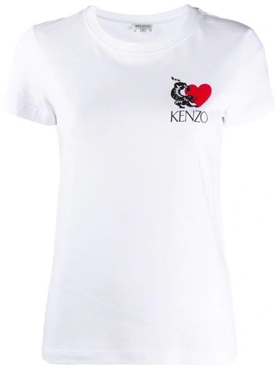 Kenzo Logo-print Short Sleeved T-shrit In White