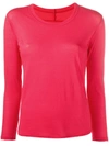 Zucca Fine Knit Scalloped Detail Top In Red