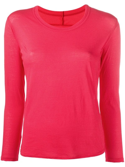 Zucca Fine Knit Scalloped Detail Top In Red