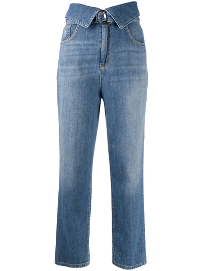 Pinko High Waisted Crop Jeans In Blue