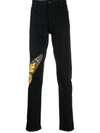 Palm Angels Butterfly Straight-leg Jeans In Black