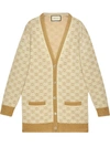 Gucci Gg Pattern Buttoned Cardigan In Brown