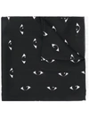 Kenzo Eye-print Fringed Scarf In Black