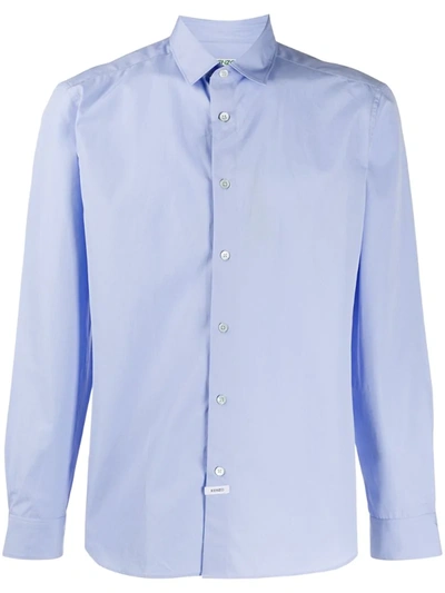 Kenzo Rear-logo Point Collar Shirt In Blue