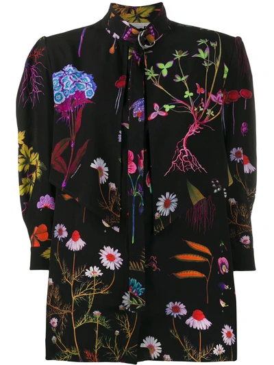 Stella Mccartney Women's Floral-print Silk Blouse In Nero