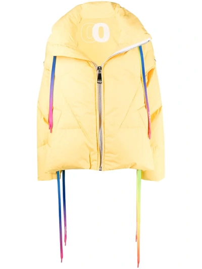 Khrisjoy Rainbow Drawstrings Puffer Jacket In Yellow