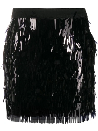 Pinko Sequin Fitted Skirt In Black