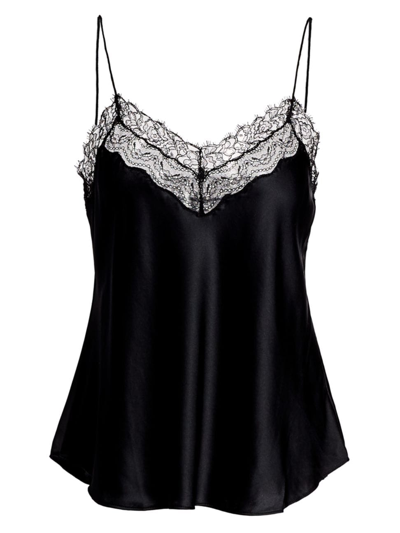 Jonathan Simkhai Silk Lace Trim Camisole In Black