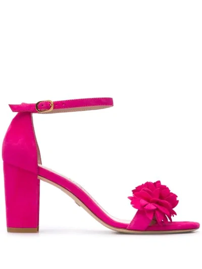 Stuart Weitzman Floral Open-toe Sandals In Pink