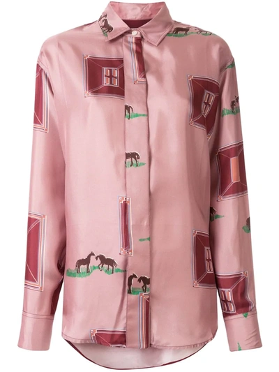 Victoria Beckham Horse Print Shirt In Pink