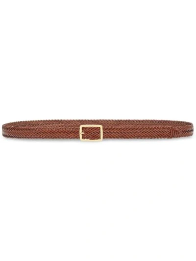 Fendi Woven Leather Belt In Brown