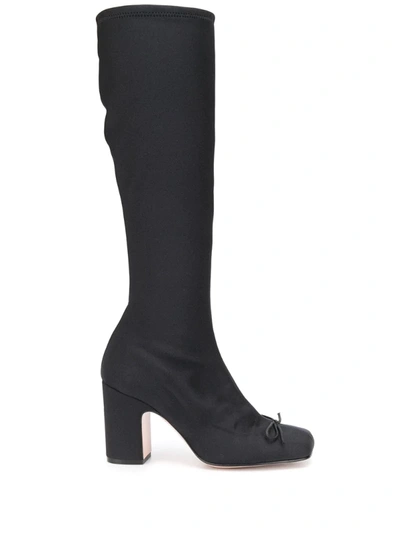 Red Valentino Square Toe 80mm Knee-length Boots In Black
