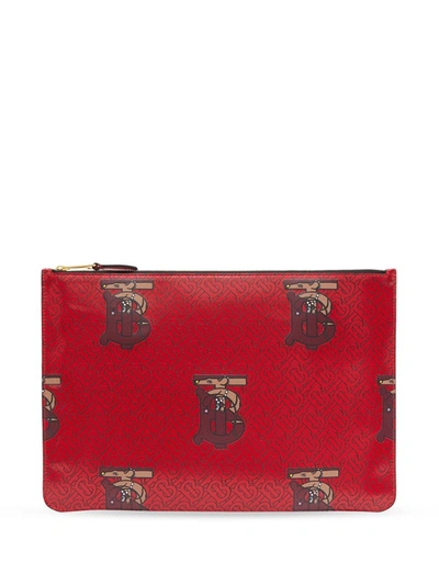 Burberry Monogram Motif Clutch Bag In Red