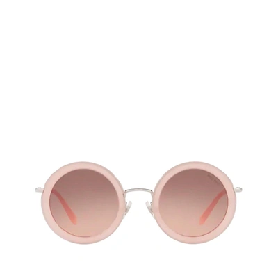 Miu Miu Round Metal Gradient Sunglasses In Pink Gradient Dark Brown