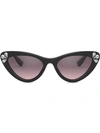 Miu Miu Embellished Cat-eye Sunglasses In Black