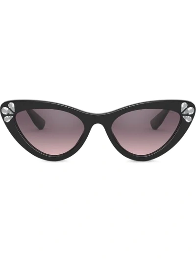 Miu Miu Embellished Cat-eye Sunglasses In Black