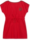 Gucci Kids' Embroidered Logo Technical Jersey Dress In Live Red/multicolor