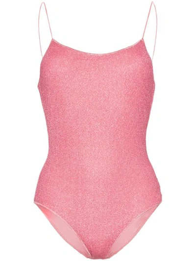 Oseree Shine Voila Rhinestone One-piece Swimsuit In Pink