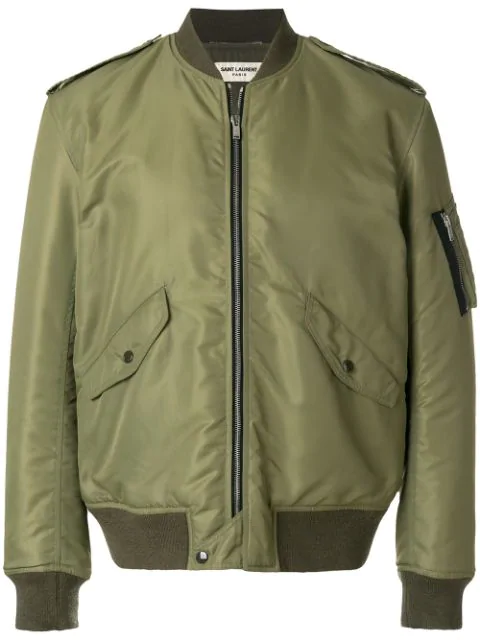 Saint Laurent Olive Green Bomber Jacket | ModeSens