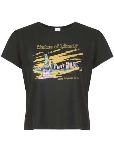 Re/done Statue Of Liberty Crew-neck T-shirt In Washed Charcoal