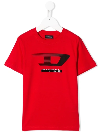 Diesel Teen Logo Print T-shirt In Red