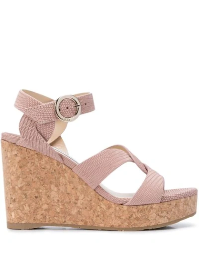 Jimmy Choo Aleili 100mm Wedge Sandals In Blush