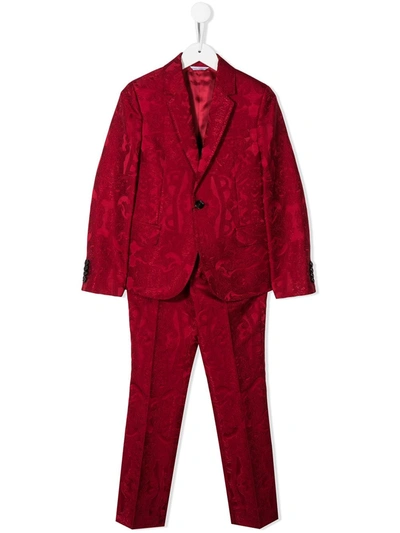 Dolce & Gabbana Kids' Brocade Two-piece Suit In Red