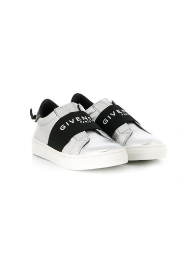 Givenchy Kids' Metallic Logo Print Sneakers In Grey