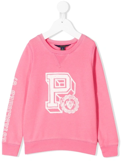 Ralph Lauren Kids' Graphic Print Relaxed-fit Sweatshirt In Pink