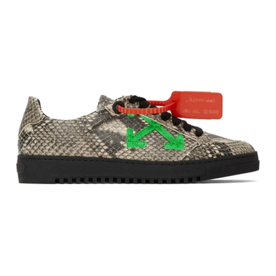 Off-white 2.0 Suede-trimmed Snake Effect-leather Trainers In 9940 Green