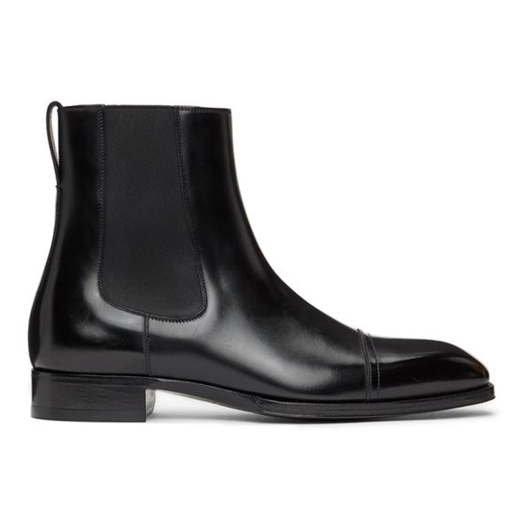 Tom Ford Edgar Cap-toe Polished-leather Chelsea Boots In Black | ModeSens