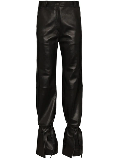 Loewe High-rise Straight Leather Pants In Black